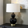 Gatsby Black Ceramic Table Lamp With Brushed Gold Metal Detail