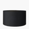 Zuri Large Shiny Silver Metal Pot Table Lamp Base with Harry 45cm Black Cotton Mix Cylinder Lampshade