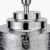 Zuri Large Shiny Silver Metal Pot Table Lamp Base with Harry 45cm Steel Grey Cotton Mix Cylinder Lampshade