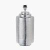 Zuri Large Shiny Silver Metal Pot Table Lamp Base with Henry 45cm Taupe Handloom Cylinder Lampshade