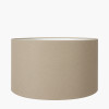 Zuri Large Shiny Silver Metal Pot Table Lamp Base with Henry 45cm Taupe Handloom Cylinder Lampshade