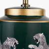 Saskia Forest Green Tall Cheetah Ceramic Table Lamp Base