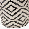Chirala Black and White Ikat Ceramic Table Lamp Base with Lino 35cm White Self Lined Linen Cylinder Lampshade