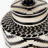 Chirala Black and White Tall Ikat Ceramic Table Lamp Base with Rouen 35cm White Boucle Cylinder Lampshade