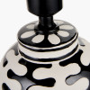 Elkorn Black and White Tall Coral Ceramic Table Lamp Base with Bow 35cm Forest Green Velvet Cylinder Lampshade