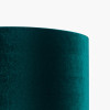 Elkorn Black and White Tall Coral Ceramic Table Lamp Base with Bow 35cm Forest Green Velvet Cylinder Lampshade