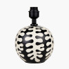 Disc - Elkorn Black and White Coral Ceramic Table Lamp Base with Bow 30cm Raspberry Velvet Cylinder Lampshade