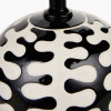 Elkorn Black and White Coral Ceramic Table Lamp Base with Lino 30cm White Self Lined Linen Cylinder Lampshade