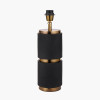 Alnico Black and Brass Metal Textured Table Lamp Base with Quinn 35cm Slubby Hopsack Cylinder Shade