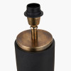 Alnico Black and Brass Metal Textured Table Lamp Base with Harry 35cm Black Cotton Mix Cylinder Lampshade