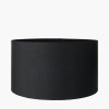 Alnico Black and Brass Metal Textured Table Lamp Base with Harry 35cm Black Cotton Mix Cylinder Lampshade
