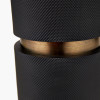 Alnico Black and Brass Metal Textured Table Lamp Base with Stellan 35cm Black Slubbed  Silk Mix Gold Lined Cylinder Lampshade