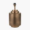Zuri Antique Brass Metal Pot Table Lamp Base with Edward 40cm Natural Linen Cylinder Lampshade