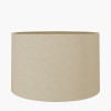 Zuri Antique Brass Metal Pot Table Lamp Base with Lino 40cm Cream Self Lined Linen Cylinder Lampshade