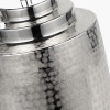 Zuri Shiny Silver Metal Pot Table Lamp Base with Harry 35cm Steel Grey Cotton Mix Cylinder Lampshade