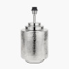Zuri Shiny Silver Metal Pot Table Lamp Base with Henry 35cm White Handloom Cylinder Lampshade