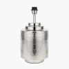 Zuri Shiny Silver Metal Pot Table Lamp Base with Lino 35cm Cinnamon Self Lined Linen Cylinder Lampshade