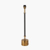 Antoine Black Croc and Antique Brass Metal Table Lamp Base with Edward 35cm Natural Linen Cylinder Lampshade