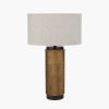 Disc - Aurelio Brass and Black Metal Textured Table Lamp Base with Quinn 35cm Slubby Hopsack Cylinder Shade