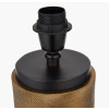 Disc - Aurelio Brass and Black Metal Textured Table Lamp Base with Lino 35cm Black Self Lined Linen Cylinder Lampshade