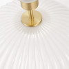Emilia White Ribbed Glass and Gold Metal Oval Table Lamp Base with Stellan 35cm Gold Slubbed Silk Mix Gold Lined Cylinder Lampshade