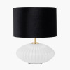 Emilia White Ribbed Glass & Gold Metal Oval Table Lamp Base