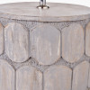 Cezara Embossed Grey Wood Wide Table Lamp Base with Edward 35cm Natural Linen Cylinder Lampshade