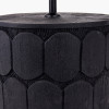 Cezara Embossed Black Wood Wide Table Lamp Base with Edward 35cm Natural Linen Cylinder Lampshade