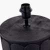 Cezara Embossed Black Wood Wide Table Lamp Base with Edward 35cm Pistachio Green Linen Cylinder Lampshade