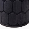 Cezara Embossed Black Wood Wide Table Lamp Base with Lino 35cm Black Self Lined Linen Cylinder Lampshade