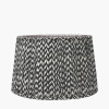 Marin Black Wood Tall Neck Table Lamp Base with Vienna 40cm Black Chevron Mushroom Pleat Lampshade