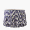Marin Black Wood Tall Neck Table Lamp Base with Vienna 40cm Blue Chevron Mushroom Pleat Lampshade