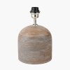Nelu Grey Engraved Wood Dome Table Lamp Base with Lino 35cm Black Self Lined Linen Cylinder Lampshade