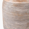 Nelu Grey Engraved Wood Dome Table Lamp Base with Lino 35cm Black Self Lined Linen Cylinder Lampshade