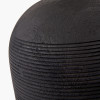 Nelu Black Engraved Wood Dome Table Lamp Base with Lino 35cm Black Self Lined Linen Cylinder Lampshade