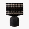 Nelu Black Engraved Wood Dome Table Lamp Base