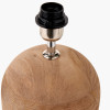 Nelu Natural Engraved Wood Dome Table Lamp Base with Rouen 35cm White Boucle Cylinder Lampshade