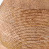 Nelu Natural Engraved Wood Dome Table Lamp Base with Lino 35cm Grey Self Lined Linen Cylinder Lampshade