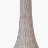 Ioan Grey Engraved Wood Bottle Table Lamp Base with Izara 40cm Cinnamon Ikat Patterned Mushroom Pleat Tapered Lampshade