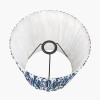 Ioan Grey Engraved Wood Bottle Table Lamp Base with Izara 40cm Ocean Blue Ikat Patterned Mushroom Pleat Tapered Lampshade