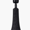 Ioan Black Engraved Wood Bottle Table Lamp Base with Izara 40cm Ocean Blue Ikat Patterned Mushroom Pleat Tapered Lampshade