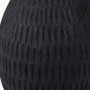 Ioan Black Engraved Wood Bottle Table Lamp Base with Izara 40cm Ocean Blue Ikat Patterned Mushroom Pleat Tapered Lampshade