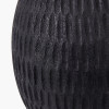 Ioan Black Engraved Wood Bottle Table Lamp Base with Izara 40cm Ocean Blue Ikat Patterned Mushroom Pleat Tapered Lampshade
