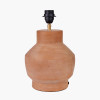 Inna Natural Urn Terracotta Table Lamp Base with Bloom 35cm White Handloom Scalloped Cylinder Lampshade