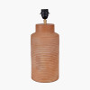 Sierra Natural Tall Ribbed Terracotta Table Lamp Base with Tabitha 35cm Cream Jute Scalloped Edge Tapered Lamp Shade with Contrast Binding