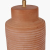Sierra Natural Tall Ribbed Terracotta Table Lamp Base with Tabitha 35cm Cream Jute Scalloped Edge Tapered Lamp Shade with Contrast Binding