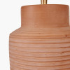 Sierra Natural Tall Ribbed Terracotta Table Lamp Base with Lino 35cm White Self Lined Linen Cylinder Lampshade
