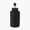 Sierra Black Tall Ribbed Terracotta Table Lamp Base with Lino 35cm Black Self Lined Linen Cylinder Lampshade