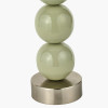Sofia Sage and Silver Enamel 3 Ball Table Lamp Base with Harry 35cm Sage Cotton Mix Cylinder Lampshade