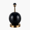 Sofia Black and Gold Enamel Table Lamp Base with Stellan 35cm Black Slubbed Silk Mix Gold Lined Cylinder Lampshade